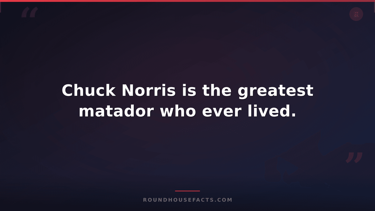Chuck Norris Fact — Chuck Norris is the greatest matador who ever lived.