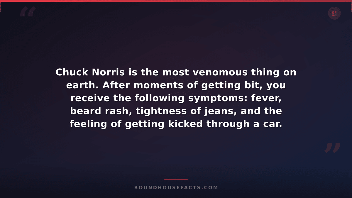 Chuck Norris Fact — Chuck Norris is the most venomous thing on earth. After mome
