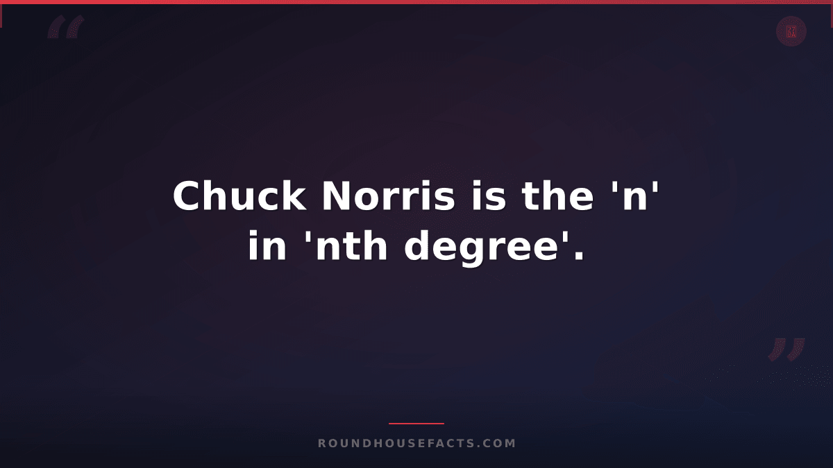 Chuck Norris Fact — Chuck Norris is the 'n' in 'nth degree'.