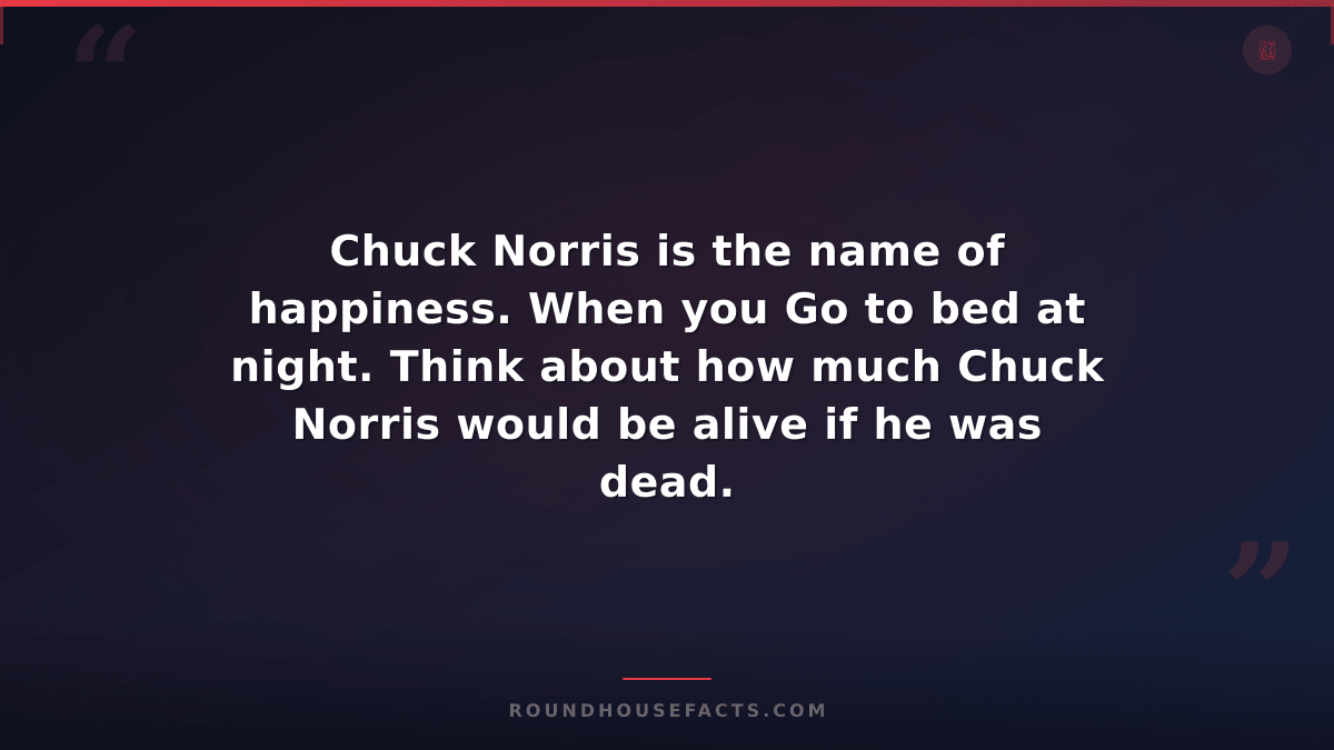 Chuck Norris Fact — Chuck Norris is the name of happiness. When you Go to bed at