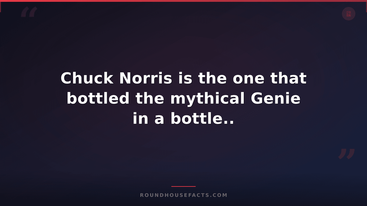 Chuck Norris Fact — Chuck Norris is the one that bottled the mythical Genie in a