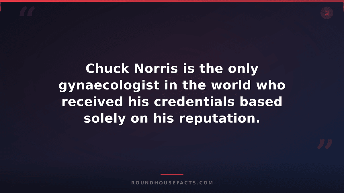 Chuck Norris Fact — Chuck Norris is the only gynaecologist in the world who rece