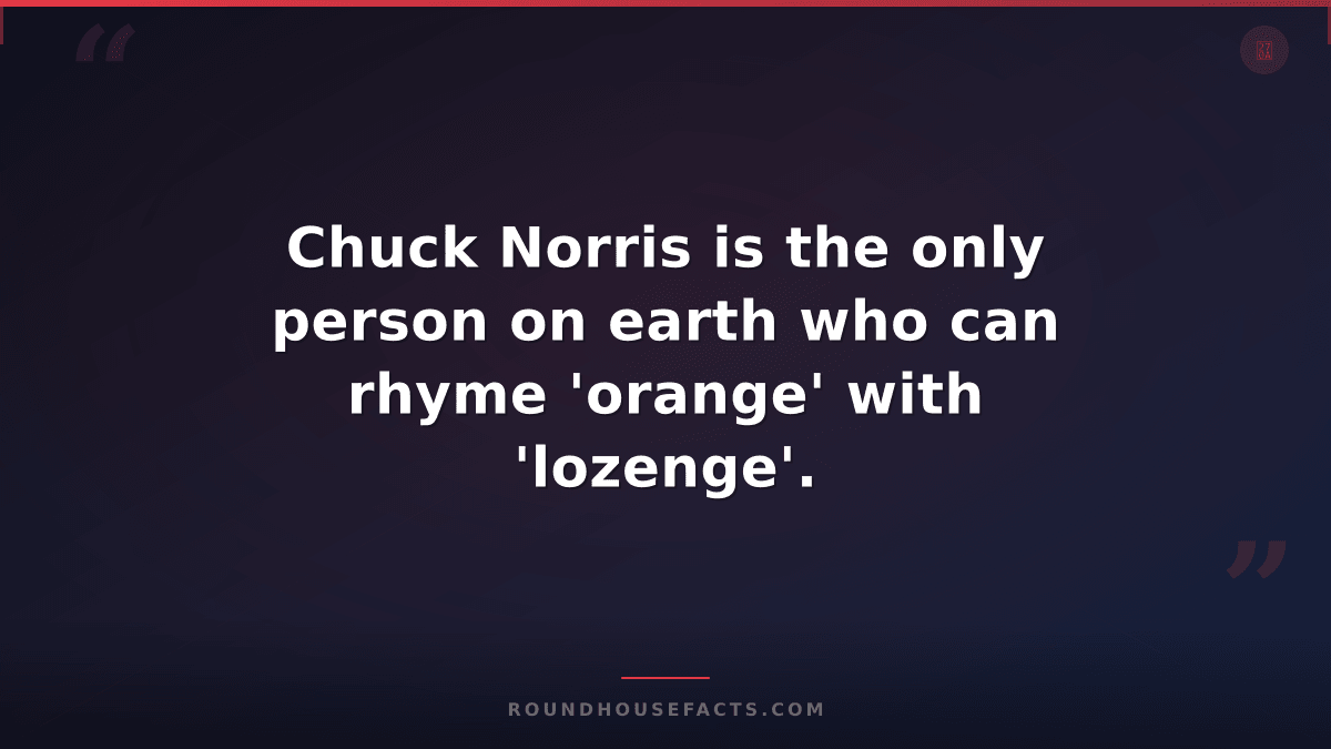 Chuck Norris Fact — Chuck Norris is the only person on earth who can rhyme 'oran