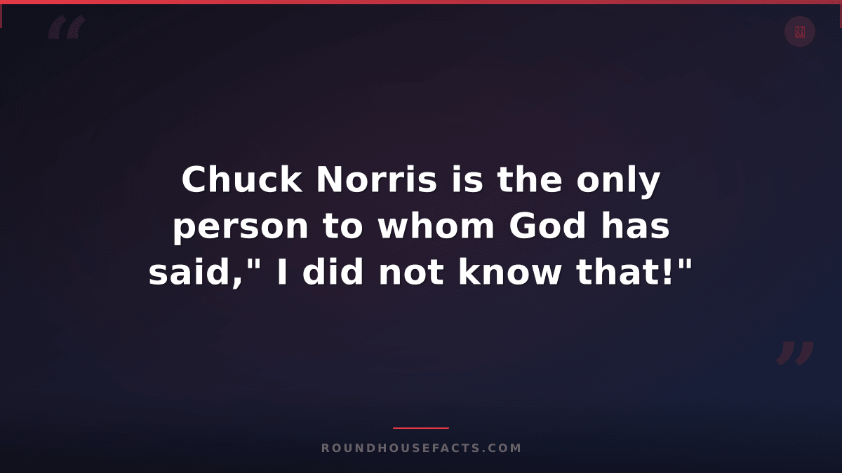 Chuck Norris Fact — Chuck Norris is the only person to whom God has said," I did