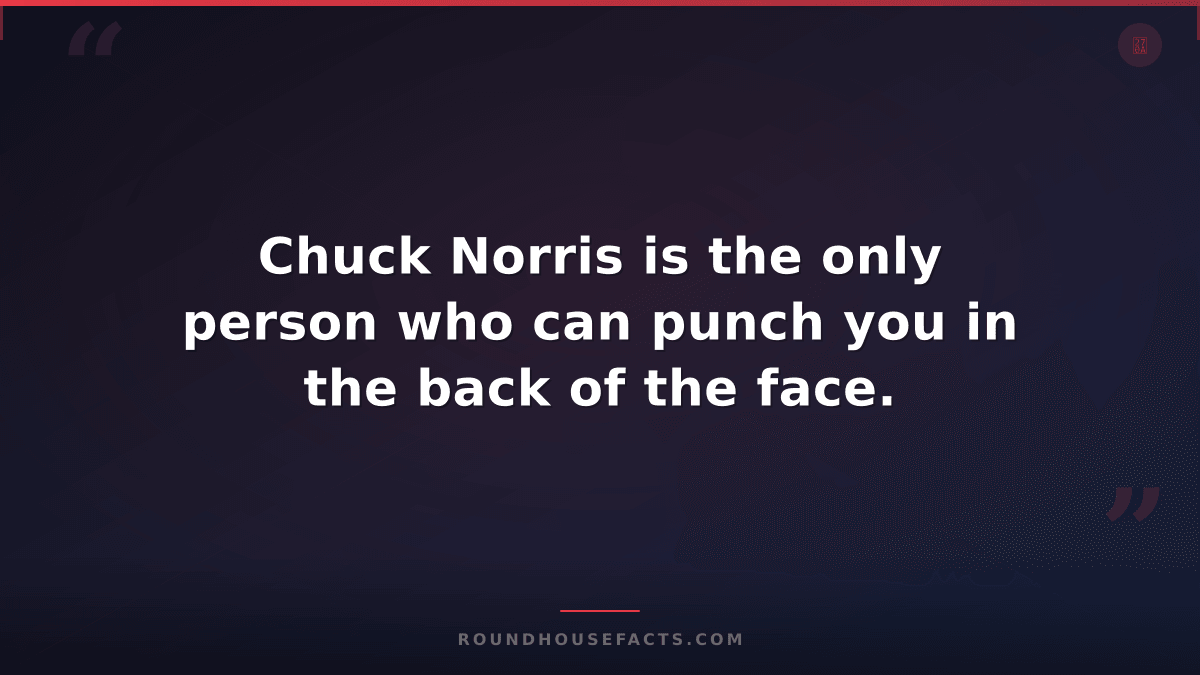 Chuck Norris Fact — Chuck Norris is the only person who can punch you in the bac