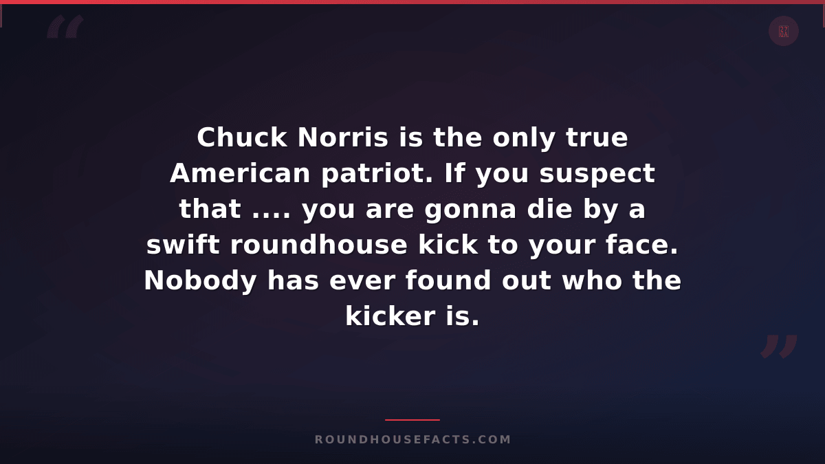 Chuck Norris Fact — Chuck Norris is the only true American patriot. If you suspe