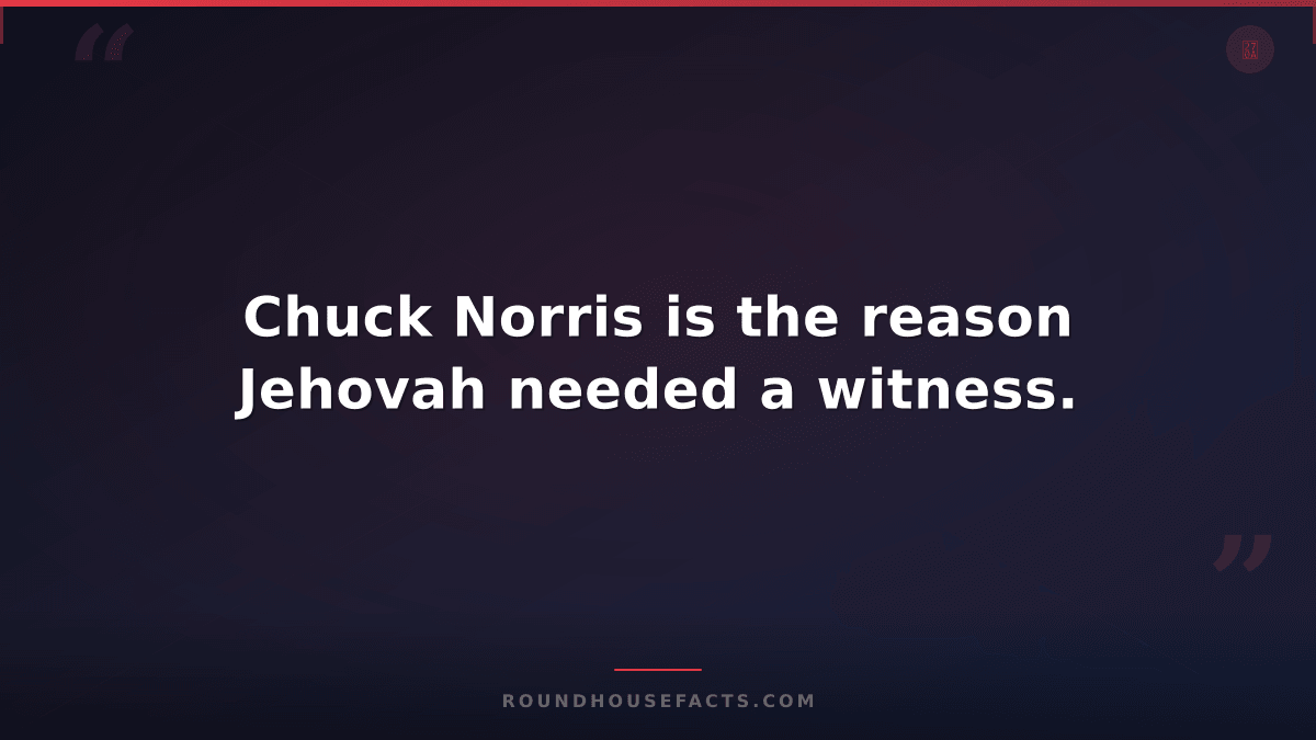 Chuck Norris Fact — Chuck Norris is the reason Jehovah needed a witness.