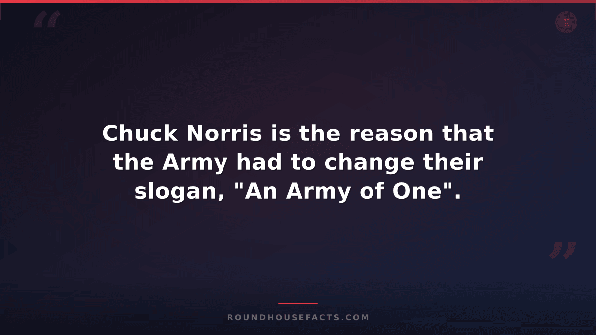 Chuck Norris Fact — Chuck Norris is the reason that the Army had to change their