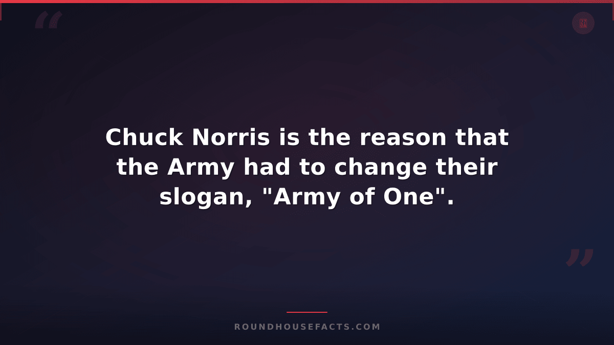 Chuck Norris Fact — Chuck Norris is the reason that the Army had to change their