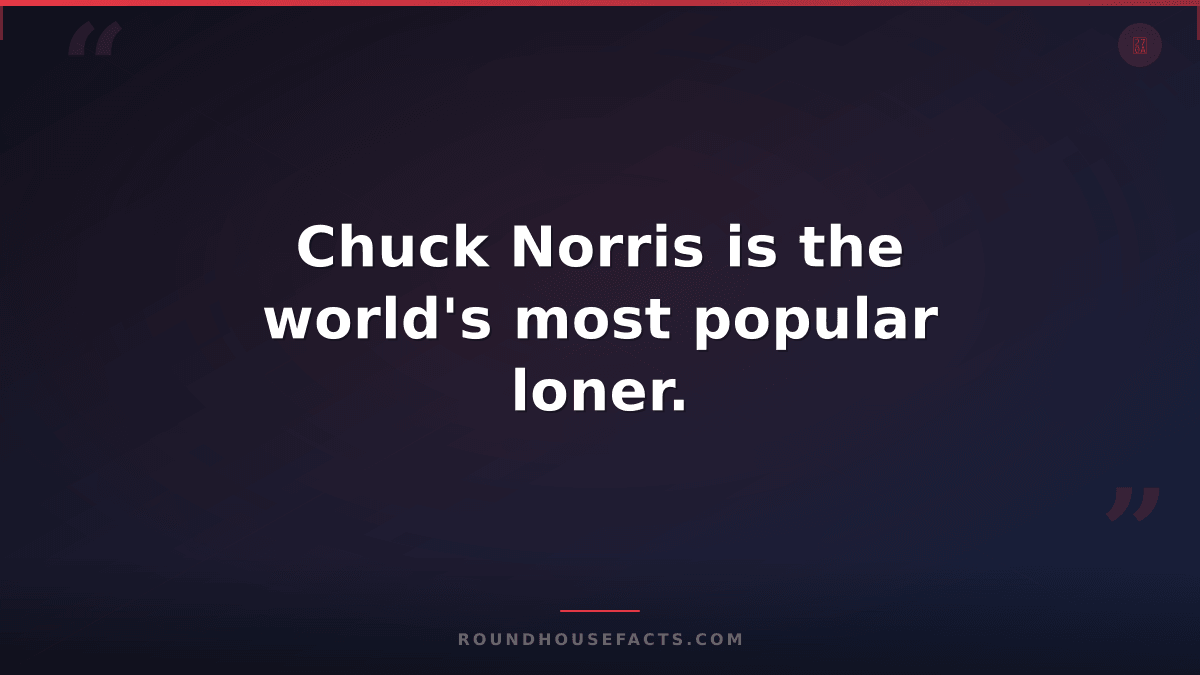 Chuck Norris Fact — Chuck Norris is the world's most popular loner.