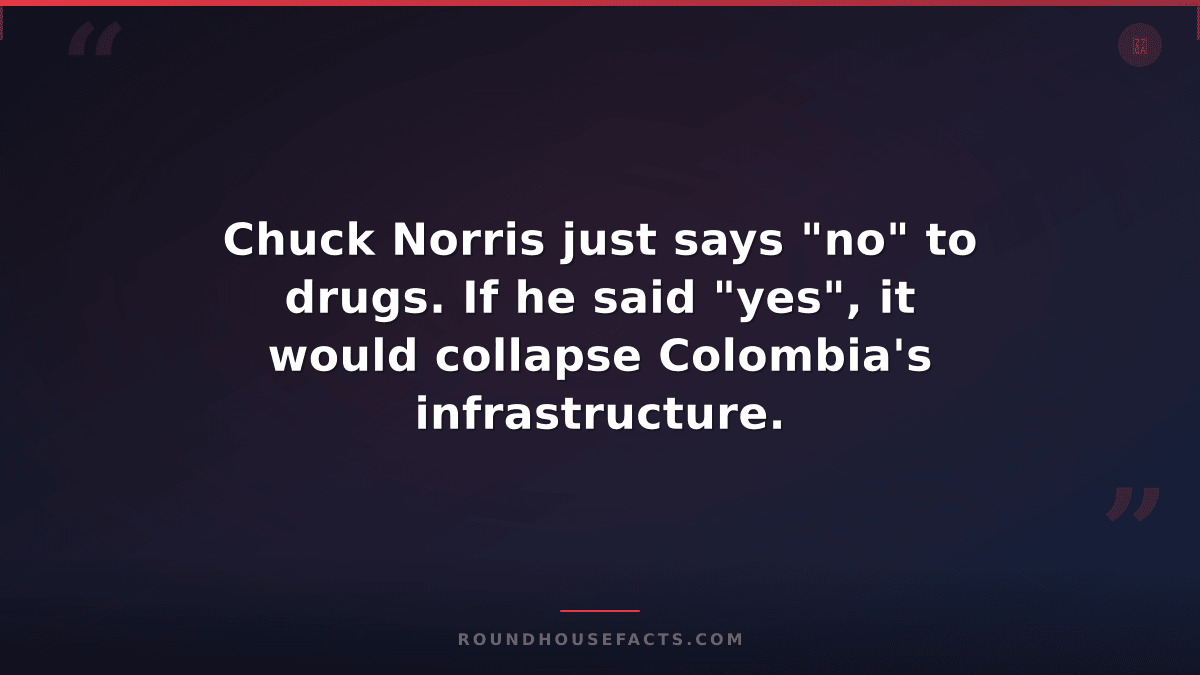 Chuck Norris Fact — Chuck Norris just says "no" to drugs. If he said "yes", it w