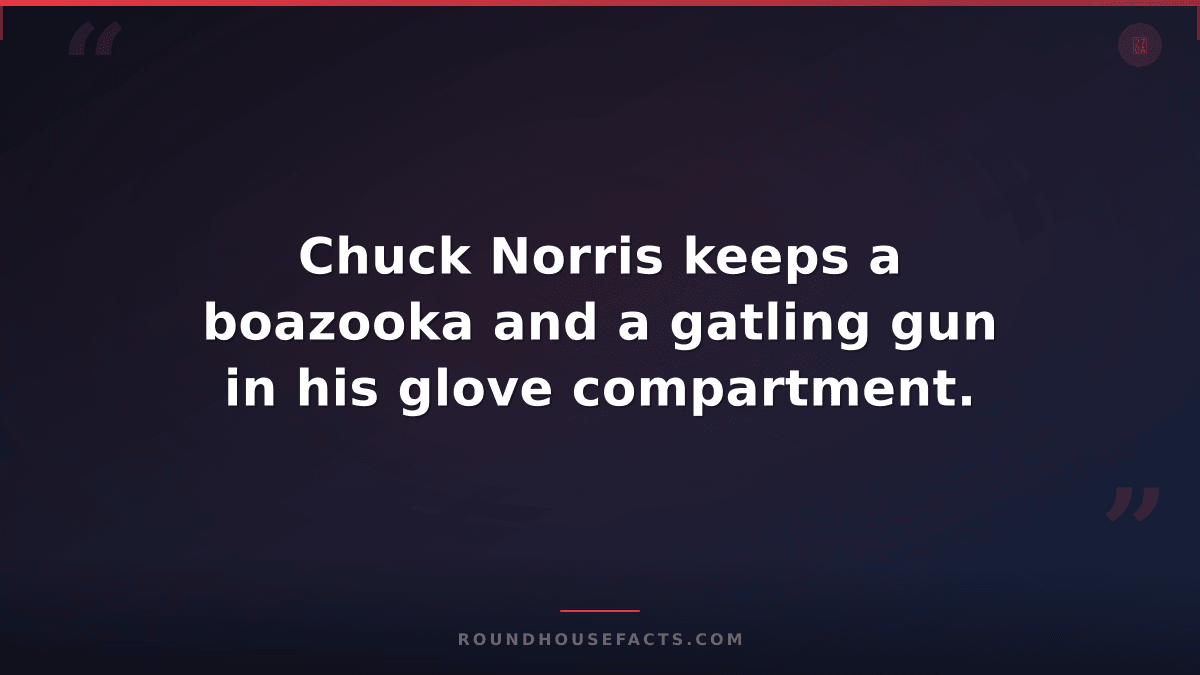 Chuck Norris Fact — Chuck Norris keeps a boazooka and a gatling gun in his glove