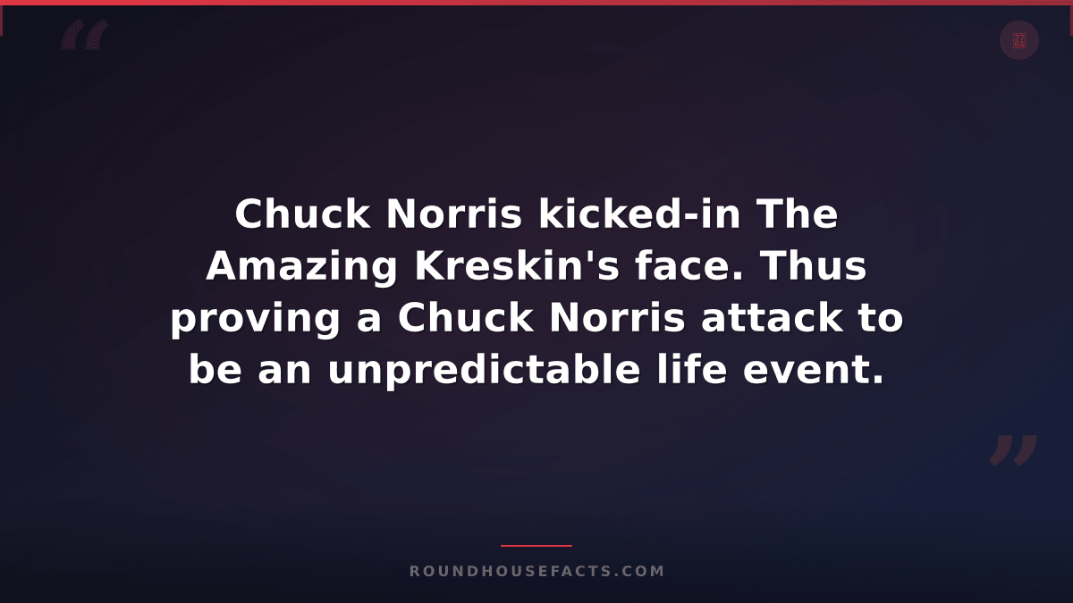 Chuck Norris Fact — Chuck Norris kicked-in The Amazing Kreskin's face. Thus prov