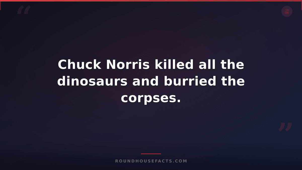 Chuck Norris Fact — Chuck Norris killed all the dinosaurs and burried the corpse