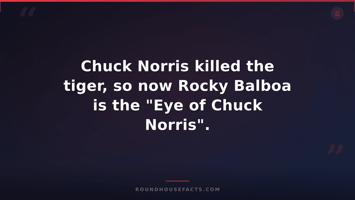 Chuck Norris Fact — Chuck Norris killed the tiger, so now Rocky Balboa is the "E