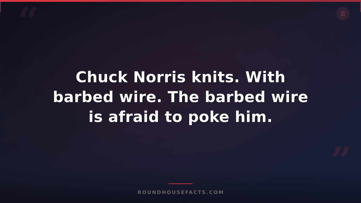 Chuck Norris Fact — Chuck Norris knits. With barbed wire. The barbed wire is afr
