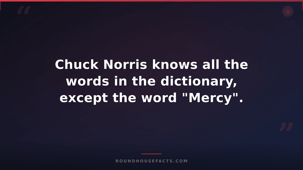 Chuck Norris Fact — Chuck Norris knows all the words in the dictionary, except t