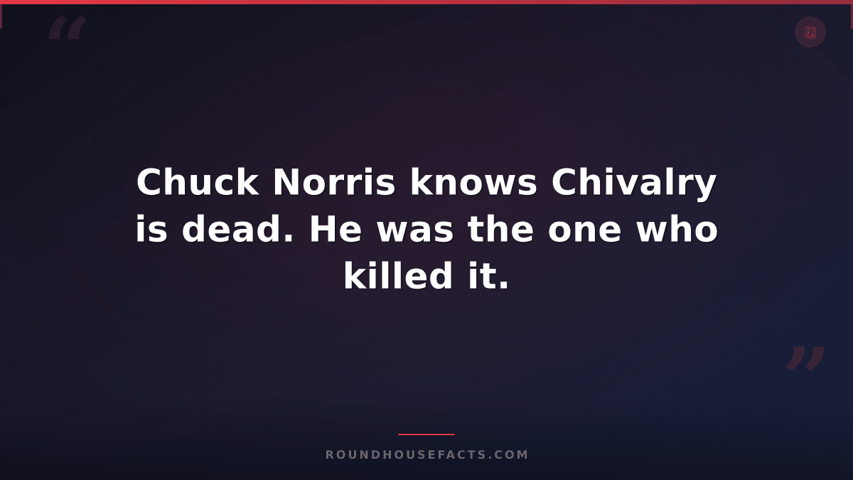 Chuck Norris Fact — Chuck Norris knows Chivalry is dead. He was the one who kill
