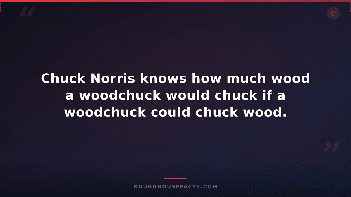 Chuck Norris Fact — Chuck Norris knows how much wood a woodchuck would chuck if