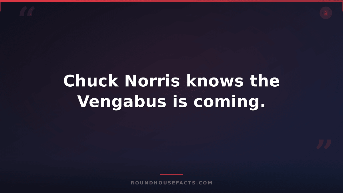Chuck Norris Fact — Chuck Norris knows the Vengabus is coming.