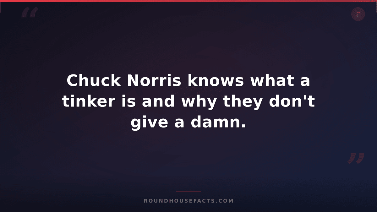 Chuck Norris Fact — Chuck Norris knows what a tinker is and why they don't give