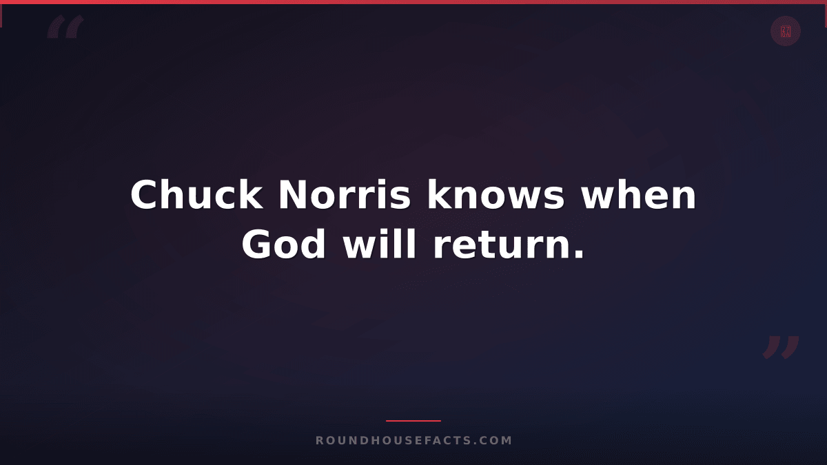 Chuck Norris Fact — Chuck Norris knows when God will return.