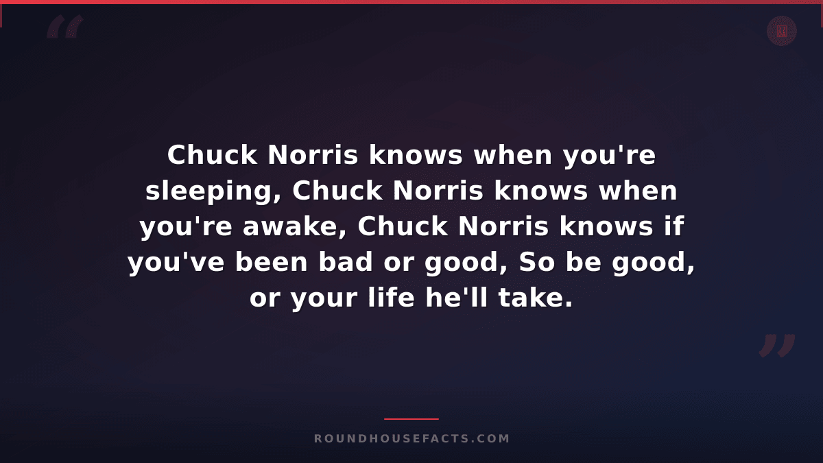 Chuck Norris Fact — Chuck Norris knows when you're sleeping, Chuck Norris knows