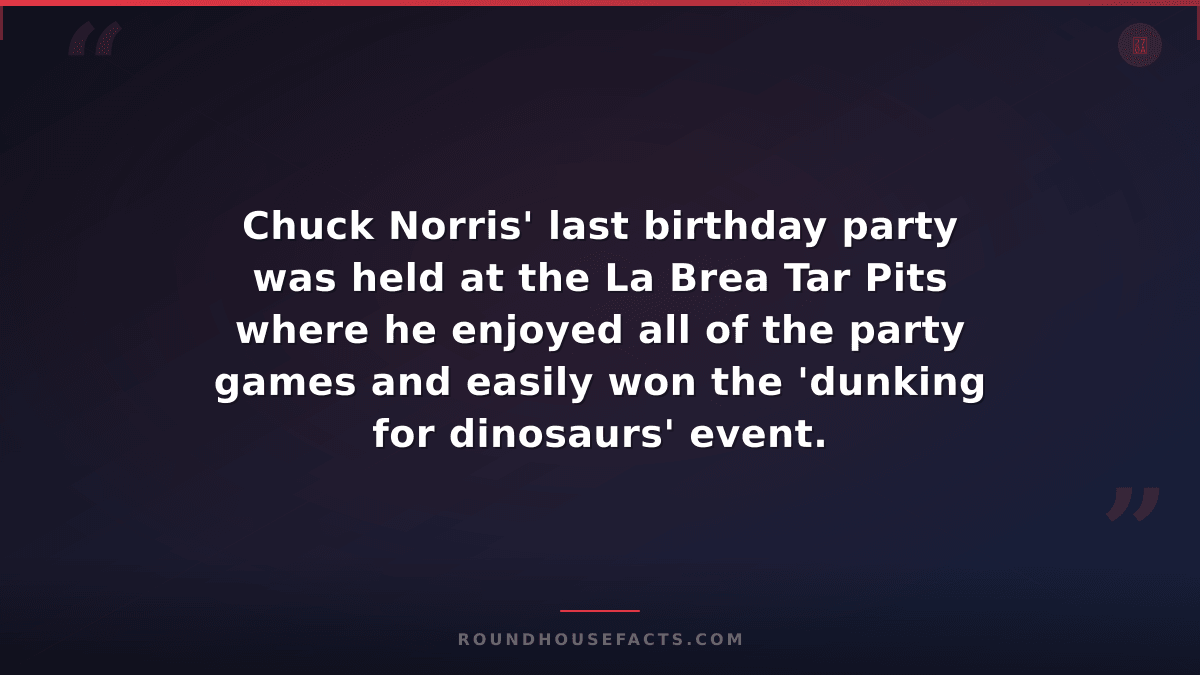 Chuck Norris Fact — Chuck Norris' last birthday party was held at the La Brea Ta
