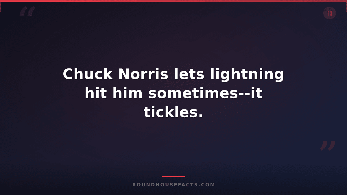 Chuck Norris Fact — Chuck Norris lets lightning hit him sometimes--it tickles.