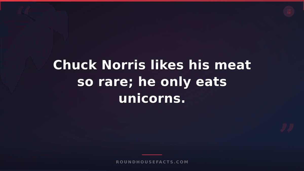 Chuck Norris Fact — Chuck Norris likes his meat so rare; he only eats unicorns.