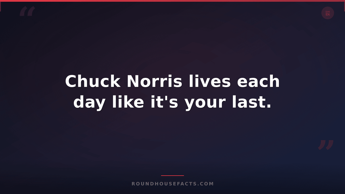Chuck Norris Fact — Chuck Norris lives each day like it's your last.