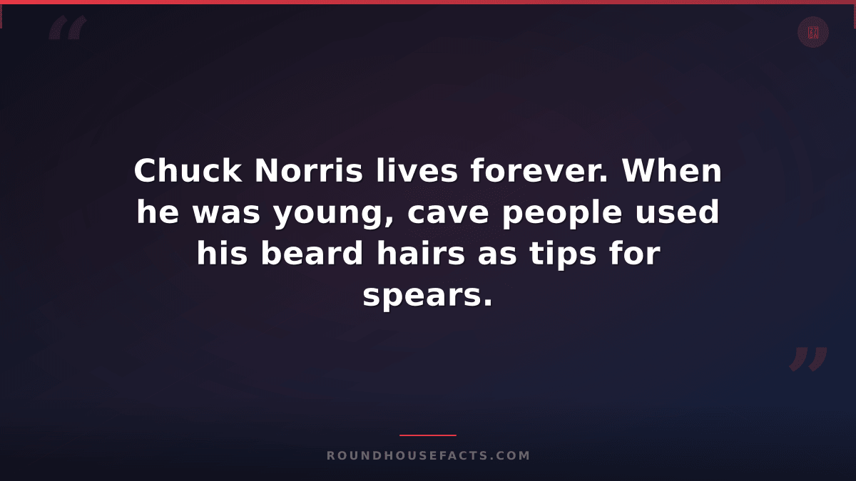 Chuck Norris Fact — Chuck Norris lives forever. When he was young, cave people u