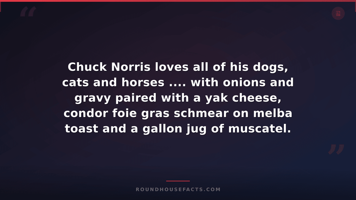 Chuck Norris Fact — Chuck Norris loves all of his dogs, cats and horses .... wit