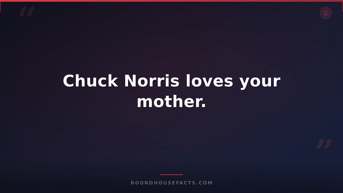 Chuck Norris Fact — Chuck Norris loves your mother.