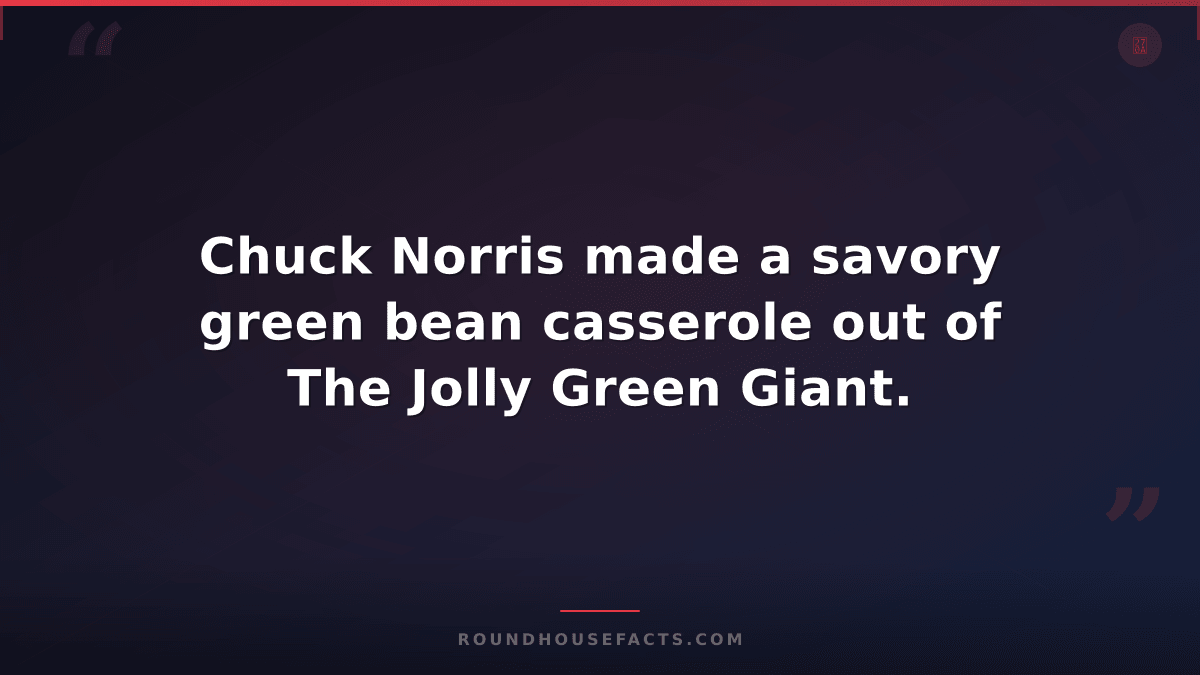 Chuck Norris Fact — Chuck Norris made a savory green bean casserole out of The J