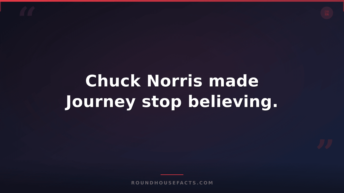 Chuck Norris Fact — Chuck Norris made Journey stop believing.