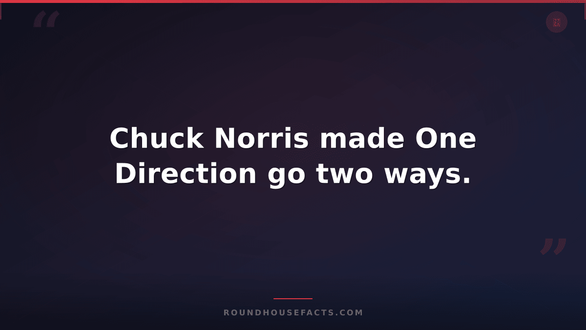 Chuck Norris Fact — Chuck Norris made One Direction go two ways.
