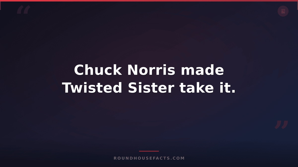 Chuck Norris Fact — Chuck Norris made Twisted Sister take it.
