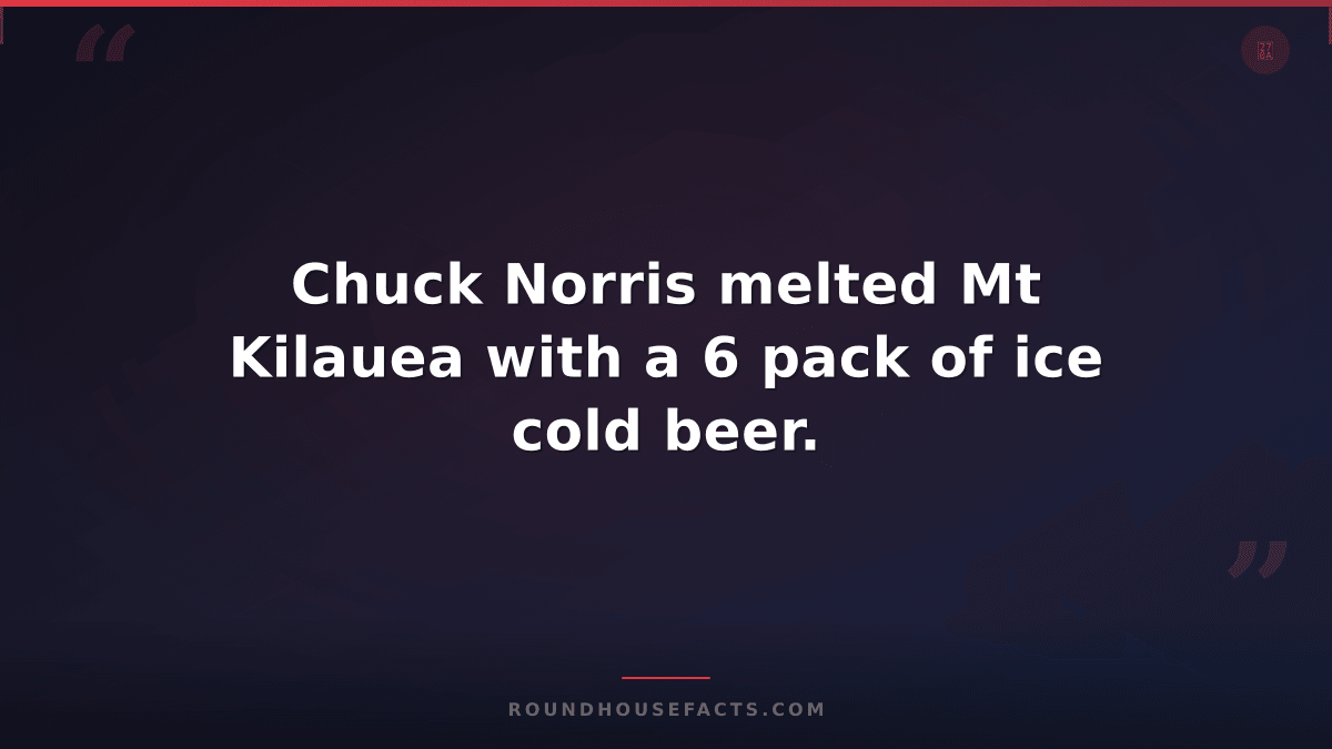 Chuck Norris Fact — Chuck Norris melted Mt Kilauea with a 6 pack of ice cold bee