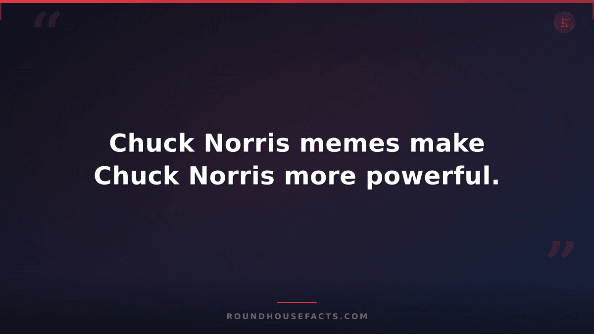 Chuck Norris Fact — Chuck Norris memes make Chuck Norris more powerful.