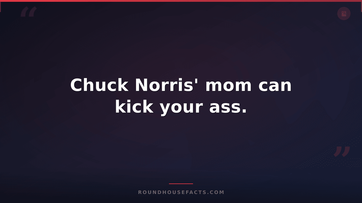 Chuck Norris Fact — Chuck Norris' mom can kick your ass.