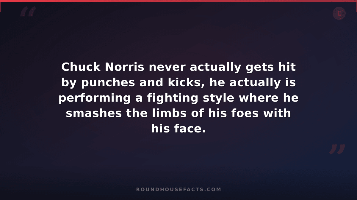 Chuck Norris Fact — Chuck Norris never actually gets hit by punches and kicks, h