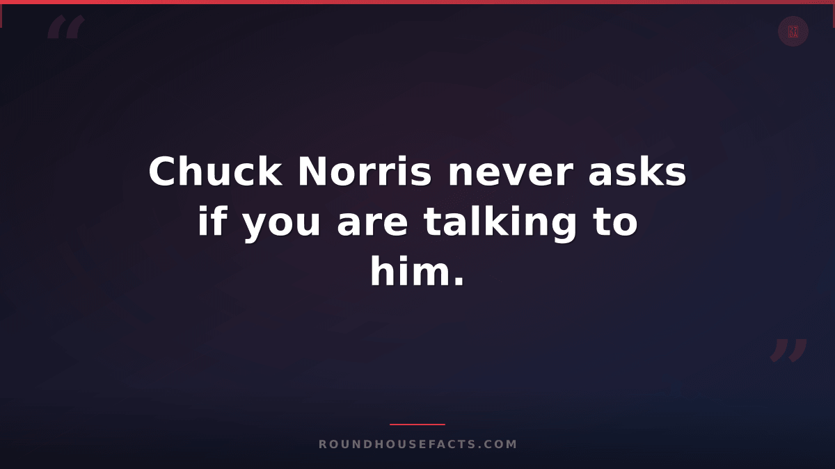 Chuck Norris Fact — Chuck Norris never asks if you are talking to him.