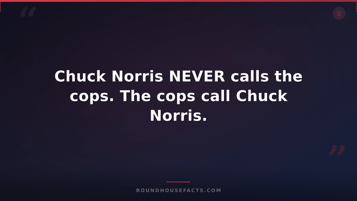 Chuck Norris Fact — Chuck Norris NEVER calls the cops. The cops call Chuck Norri