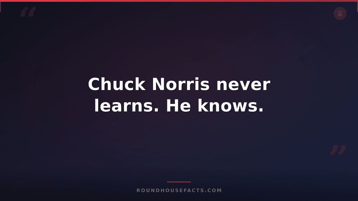 Chuck Norris Fact — Chuck Norris never learns. He knows.