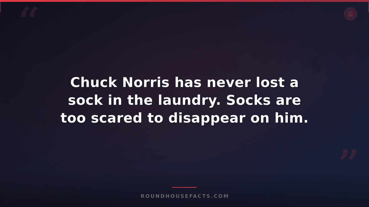 Chuck Norris Fact — Chuck Norris has never lost a sock in the laundry. Socks are