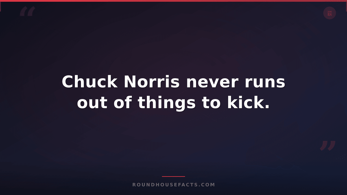 Chuck Norris Fact — Chuck Norris never runs out of things to kick.