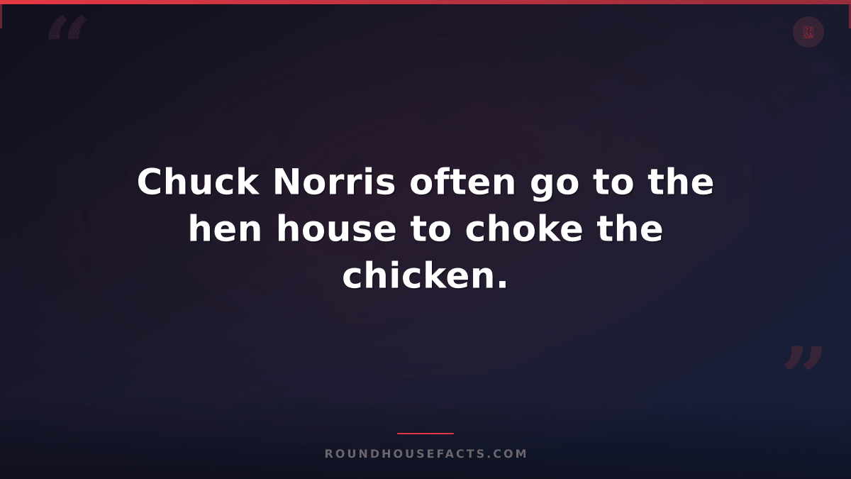 Chuck Norris Fact — Chuck Norris often go to the hen house to choke the chicken.