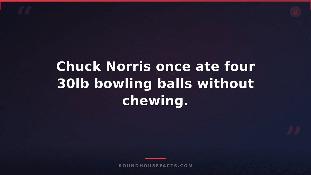 Chuck Norris Fact — Chuck Norris once ate four 30lb bowling balls without chewin