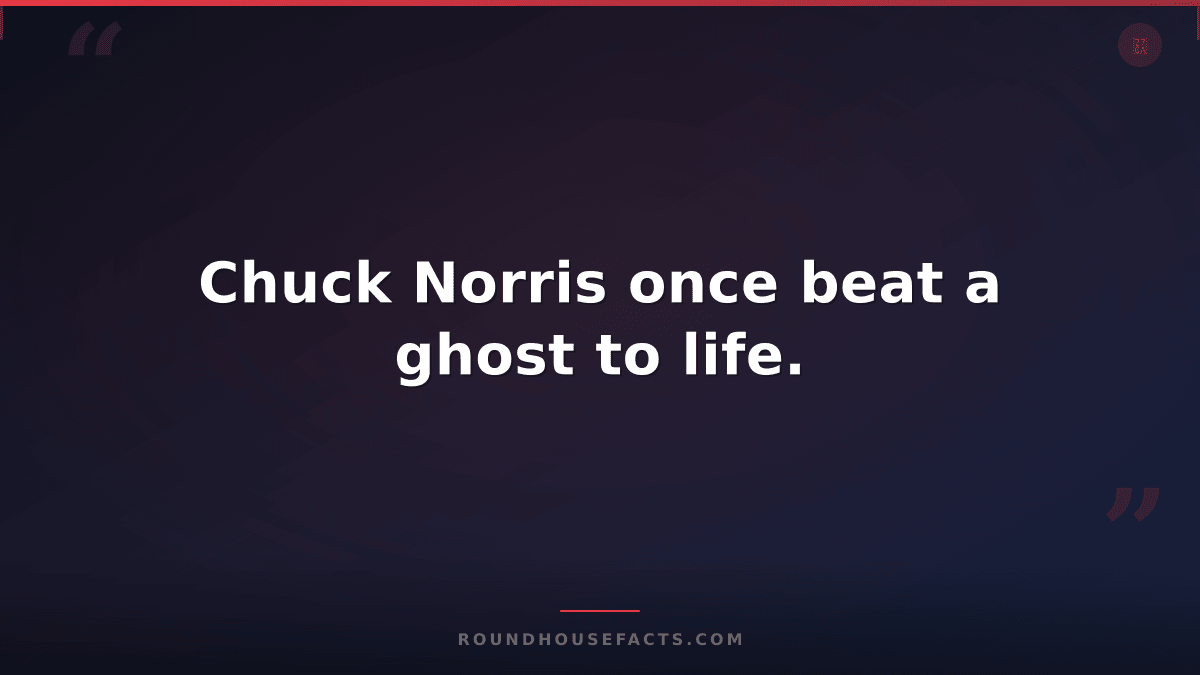 Chuck Norris Fact — Chuck Norris once beat a ghost to life.